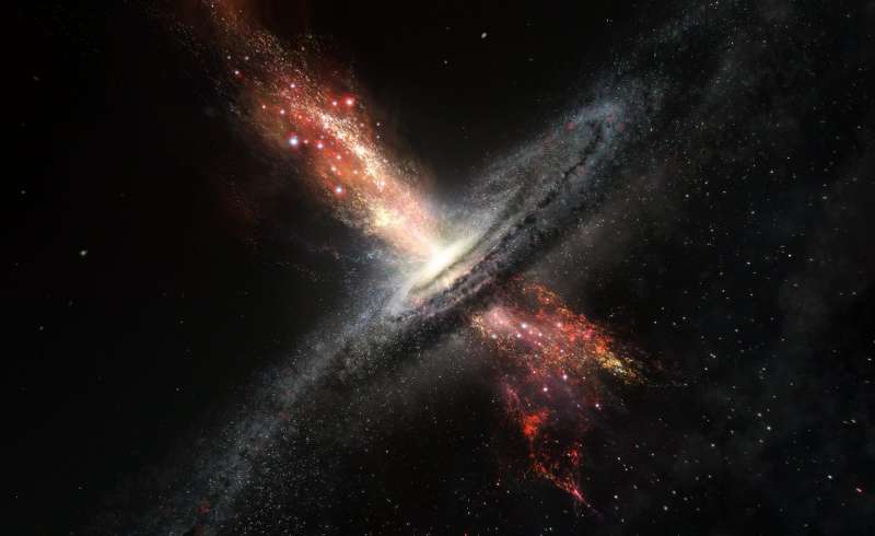 Stars born in winds from supermassive black holes