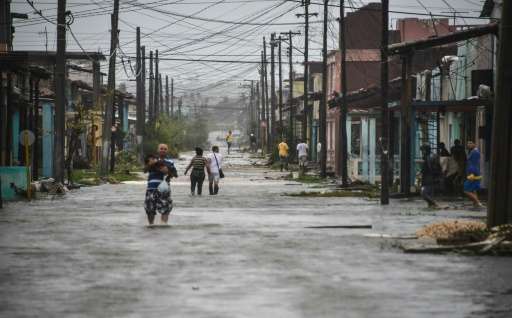 Streets were flooded by the passage of Hurricane Irma in the town of Caibarien in Cuba's Villa Clara province