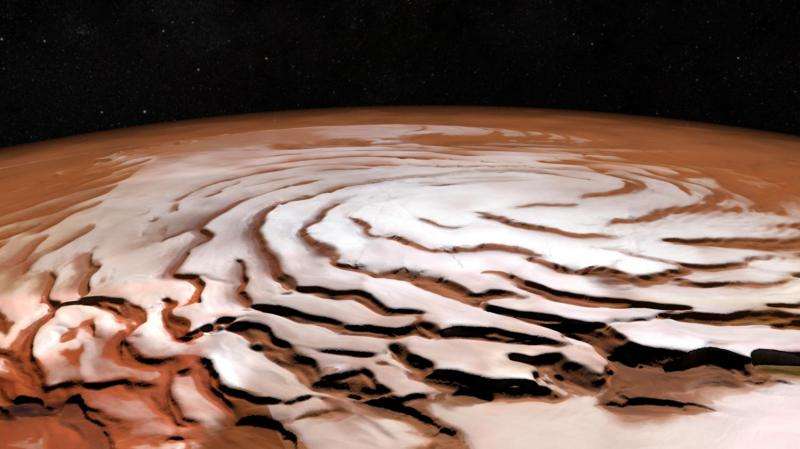 Swirling spirals at the north pole of Mars