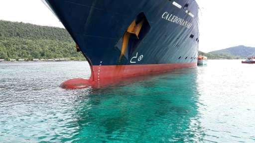 The 4,200-ton Caledonian Sky smashed into coral reefs in eastern Indonesia