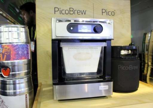 The $799 PicoBrew system on display at the Consumer Electronics Show uses PicoPacks based on recipes from craft breweries around
