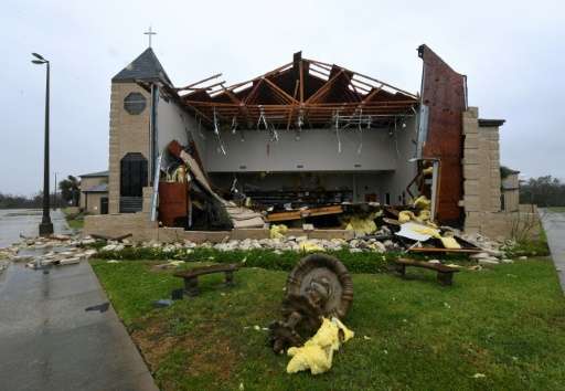 The First Baptist Church in Rockport, Texas, is in ruins after Hurricane Harvey