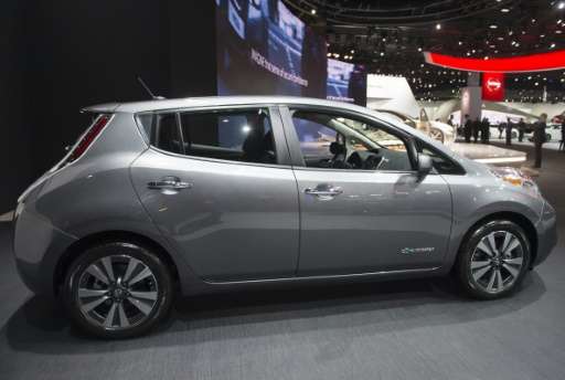 The Nissan Leaf electric vehicle is seen during the North American International Auto Show in Detroit, Michigan, January 10, 201