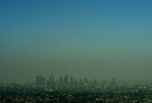 The smog-shrouded Los Angeles skyline is seen in this file photo from May 31, 2015. The latest US report says this current perio