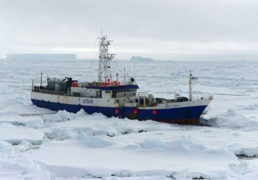 This 2015 US Coast Guard photo shows the Antarctic Chieftain as the US Coast Guard Cutter Polar Star begins breaking up the ice 