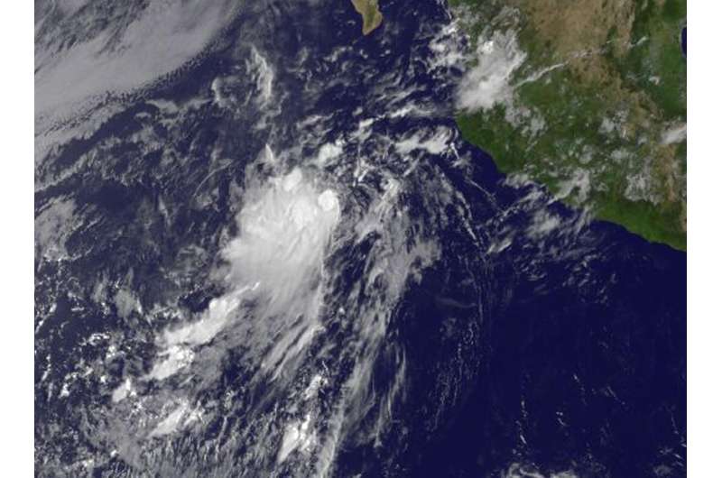 Tropical Depression 11E 'born' with wind shear on satellite imagery