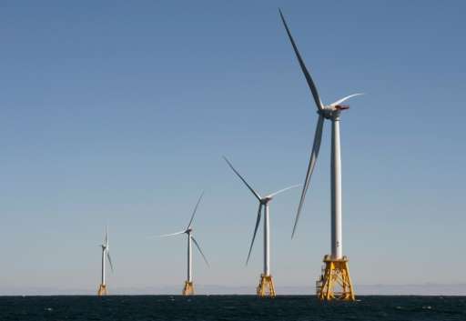 Tthe Block Island Wind Farm off the shores of Rhode Island