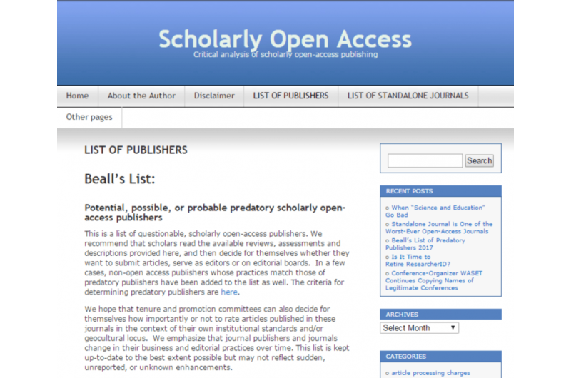 Who will keep predatory science journals at bay now that Jeffrey Beall's blog is gone?