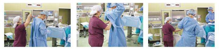 World first self-donning system for surgical gowns