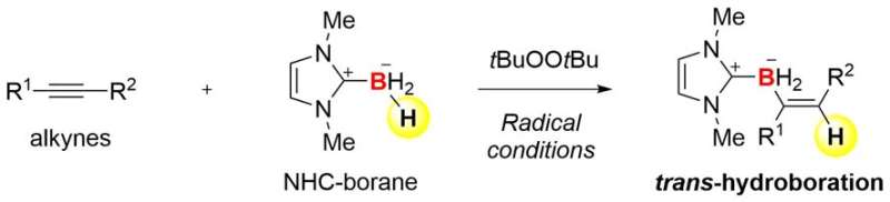 New method for hydroboration of alkynes: Radicals induce unusual selectivity