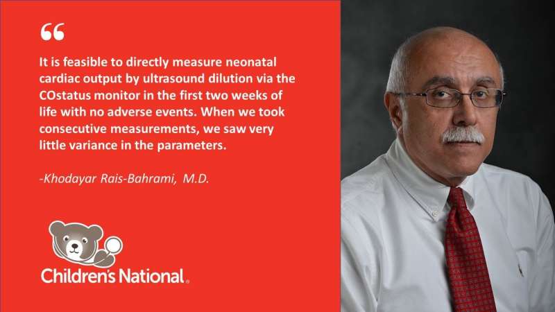COstatus monitor provides direct measure of neonates' cardiac output