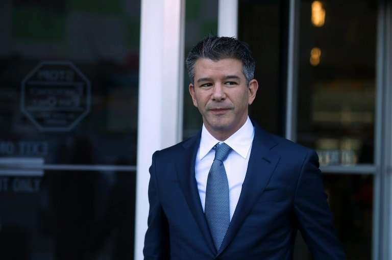 Former Uber CEO Travis Kalanick leaves the Phillip Burton Federal Building on day three of the trial between Waymo and Uber over