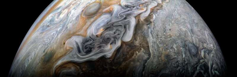 Image: Dark and stormy Jupiter