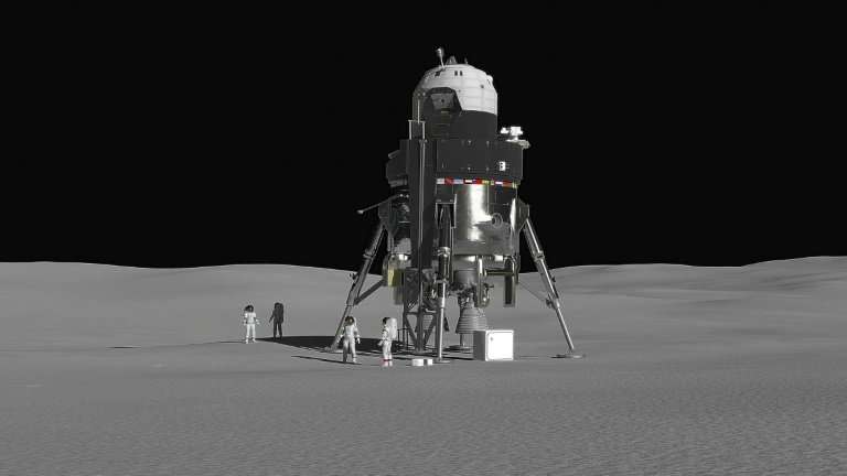 Lockheed Martin's lunar lander concept vehicle is designed to carry a crew of four and be able to stay on the moon for up to two