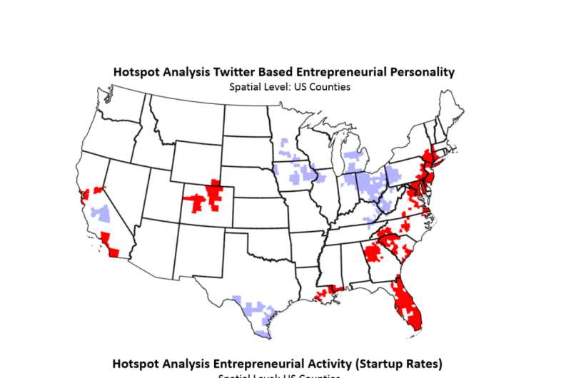 Massive AI Twitter probe draws heat map of entrepreneurial personality