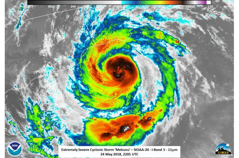 NASA eyes extremely severe cyclonic mekunu approaching landfall