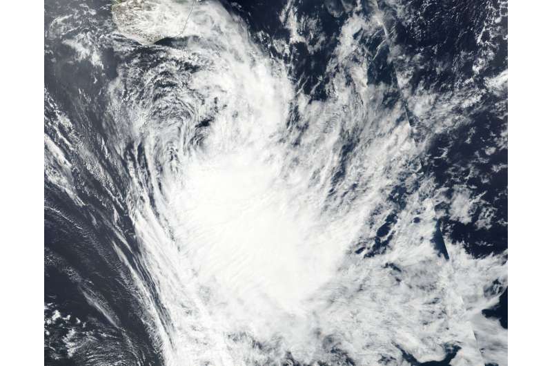 NASA sees Tropical Cyclone Ava fizzling south of Madagascar