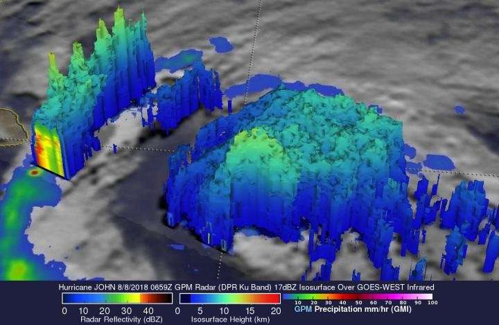 NASA's GPM passes over weakening Hurricane John