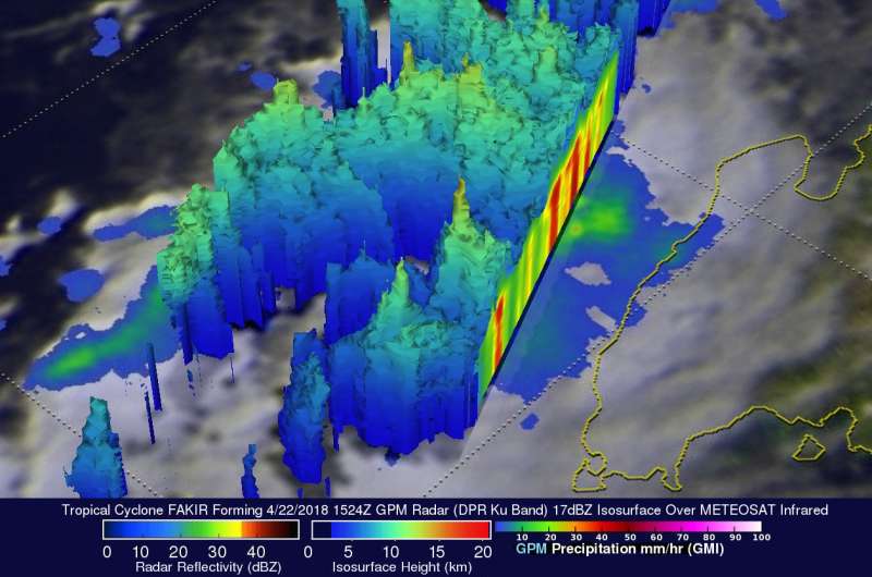 NASA's GPM sees Tropical Cyclone Fakir forming near Madagascar