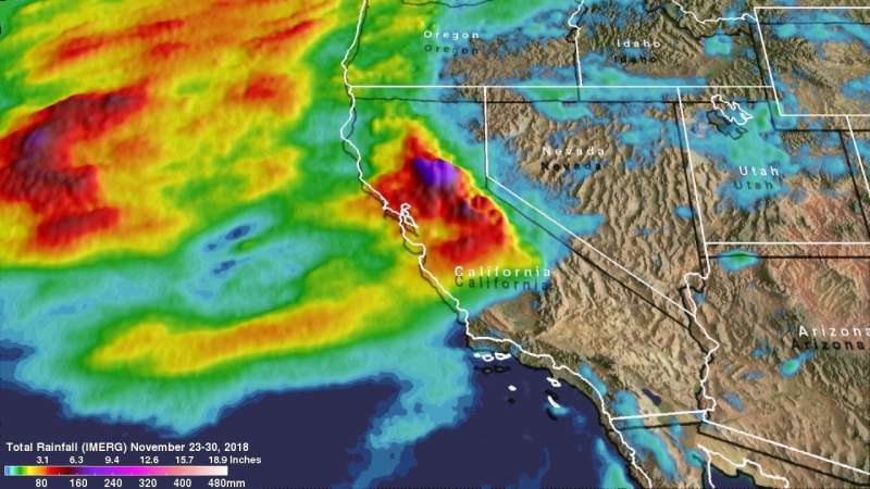 NASA's IMERG measures heavy rainfall in California wildfire areas