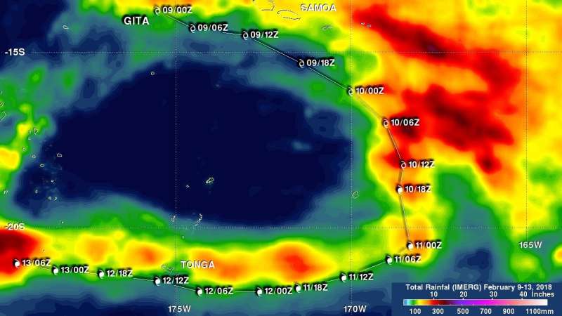 NASA totals rainfall from destructive Tropical Cyclone Gita