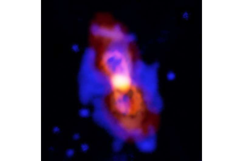 Pair of colliding stars spill radioactive molecules into space