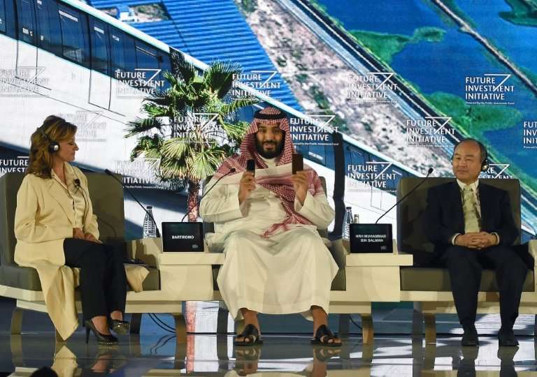 Saudi Crown Prince Mohammed bin Salman and SoftBank CEO Masayoshi Son, who are directing billions of investments in US technolog