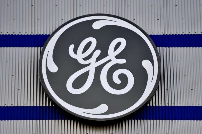 The logo of US company General Electric is seen at a factory of the group in Montoir-de-Bretagne, western France