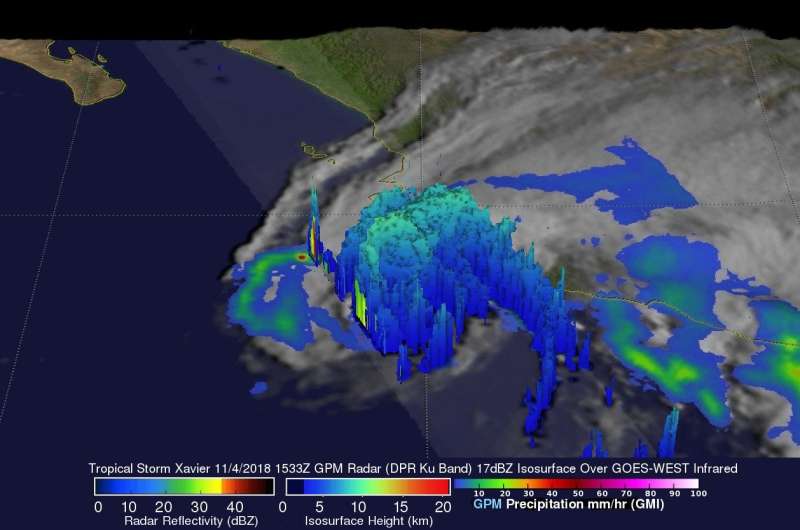 Weakening Tropical Storm Xavier observed By NASA