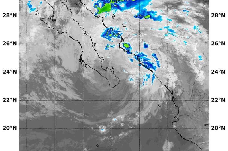 NASA finds Tropical Depression Bud's rains over mainland Mexico
