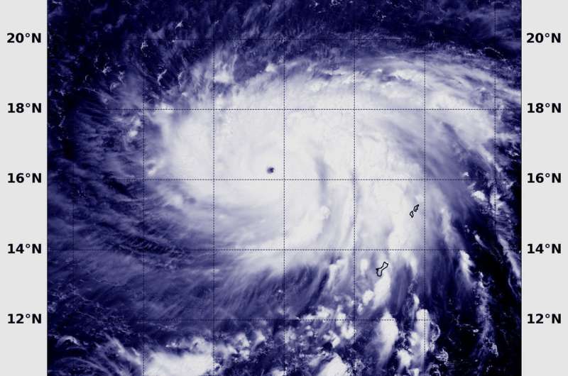 NASA's Aqua Satellite zooms into Super Typhoon Maria's tiny eye
