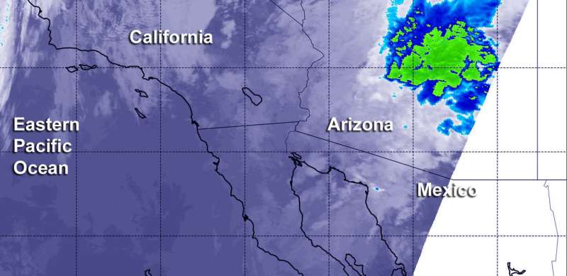 NASA's Aqua satellite shows Rosa's remnants soaking Arizona