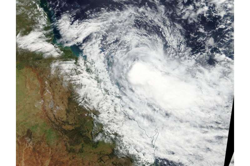 NASA sees Tropical Cyclone Iris weakening off Queensland coast