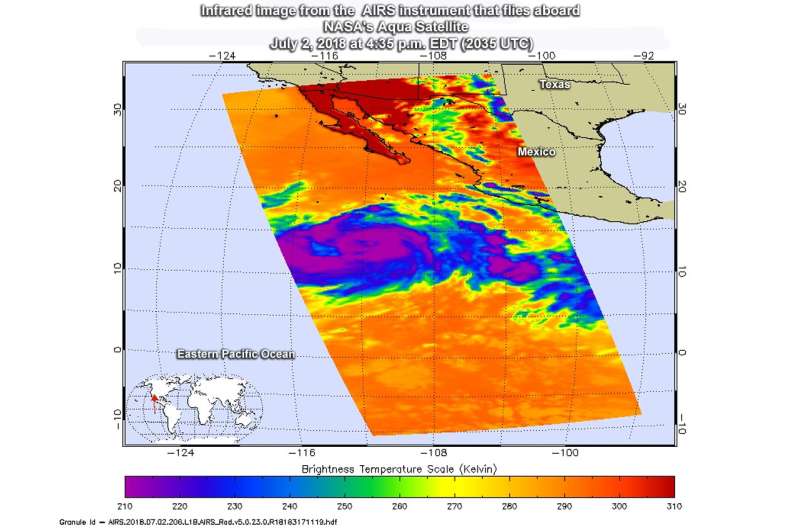 Infrared NASA image reveals Hurricane Fabio's power