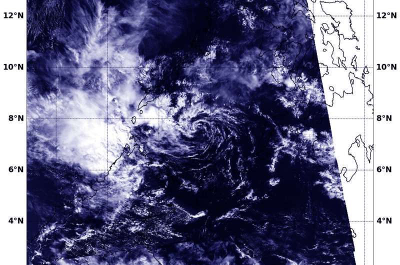 NASA's Aqua satellite finds a wispy Tropical Depression Sanba