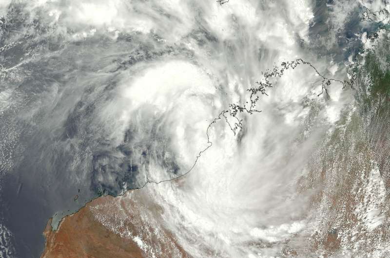 Tropical Cyclone Joyce soaking northwestern Australia coast