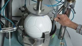 Researchers test FIFA World Cup game balls in the laboratory