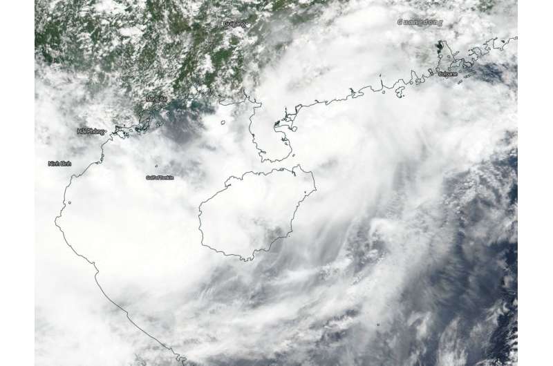 NASA sees Tropical Storm Bebinca still near Hainan Island