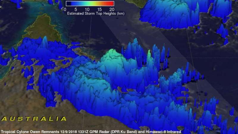 NASA measures rainfall from Tropical Cyclone Owen's remnants at Queensland coast