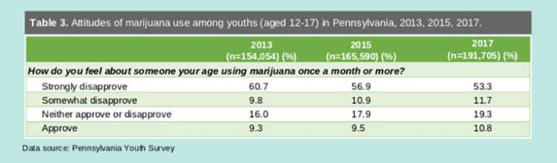 Pennsylvania's youth more accepting of marijuana, but not using it more, report shows