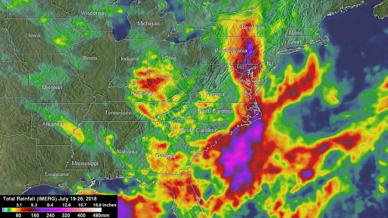 NASA analyzes US east coast persistent rains