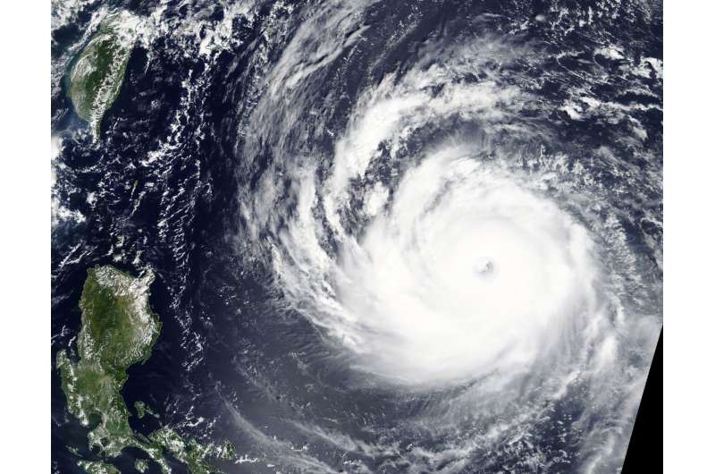 NASA's Terra Satellite glares at the 37-mile wide eye of Super Typhoon Trami&amp;nbsp;