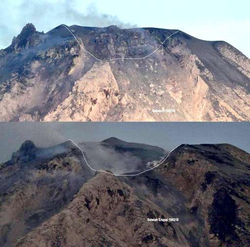 Volcanic blast reshaped summit of Indonesia's Mount Sinabung