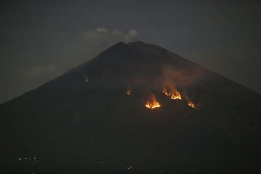 Bali volcano hurls lava and ash, airport unaffected