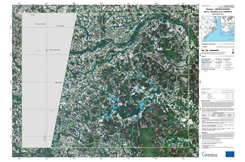 Copernicus Sentinel maps Florence Hurricane flood