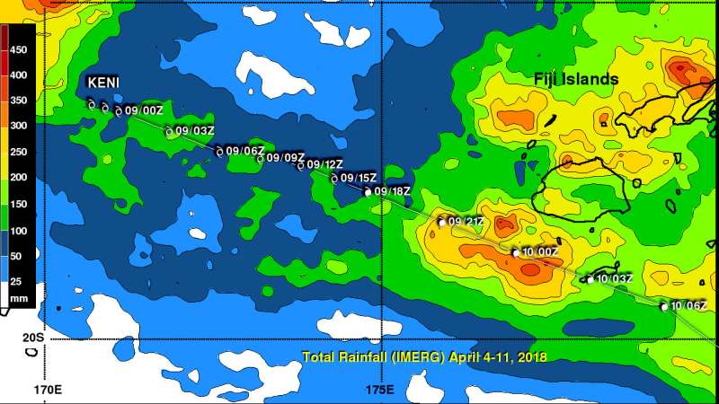 NASA finds Tropical Cyclone Keni dropped heavy rain on Fiji, direct hit to Kadavu