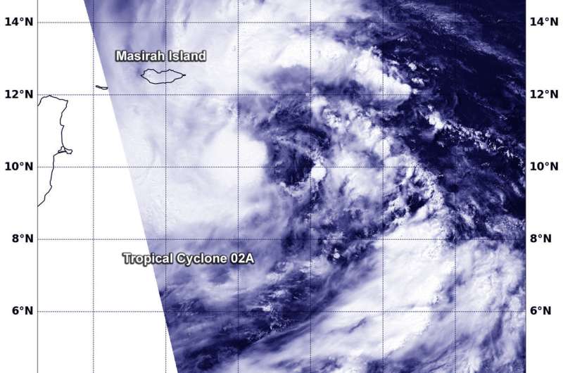 NASA's Aqua satellite observes formation of Tropical Cyclone 02A