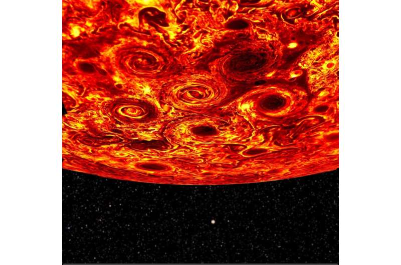Geometric clusters of cyclones churn over Jupiter's poles