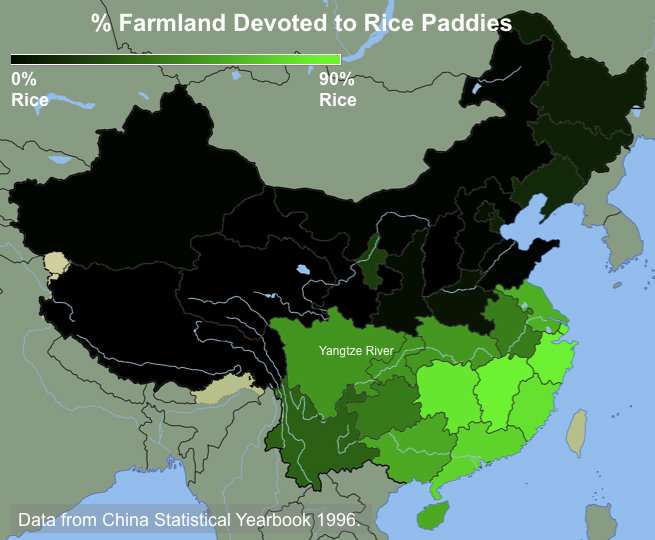 Behavioral differences between Northern v. Southern Chinese linked to wheat v. rice farming, study shows