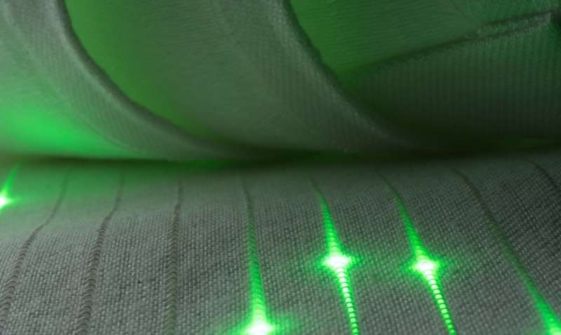 Researchers incorporate optoelectronic diodes into fibers and weave them into washable fabrics